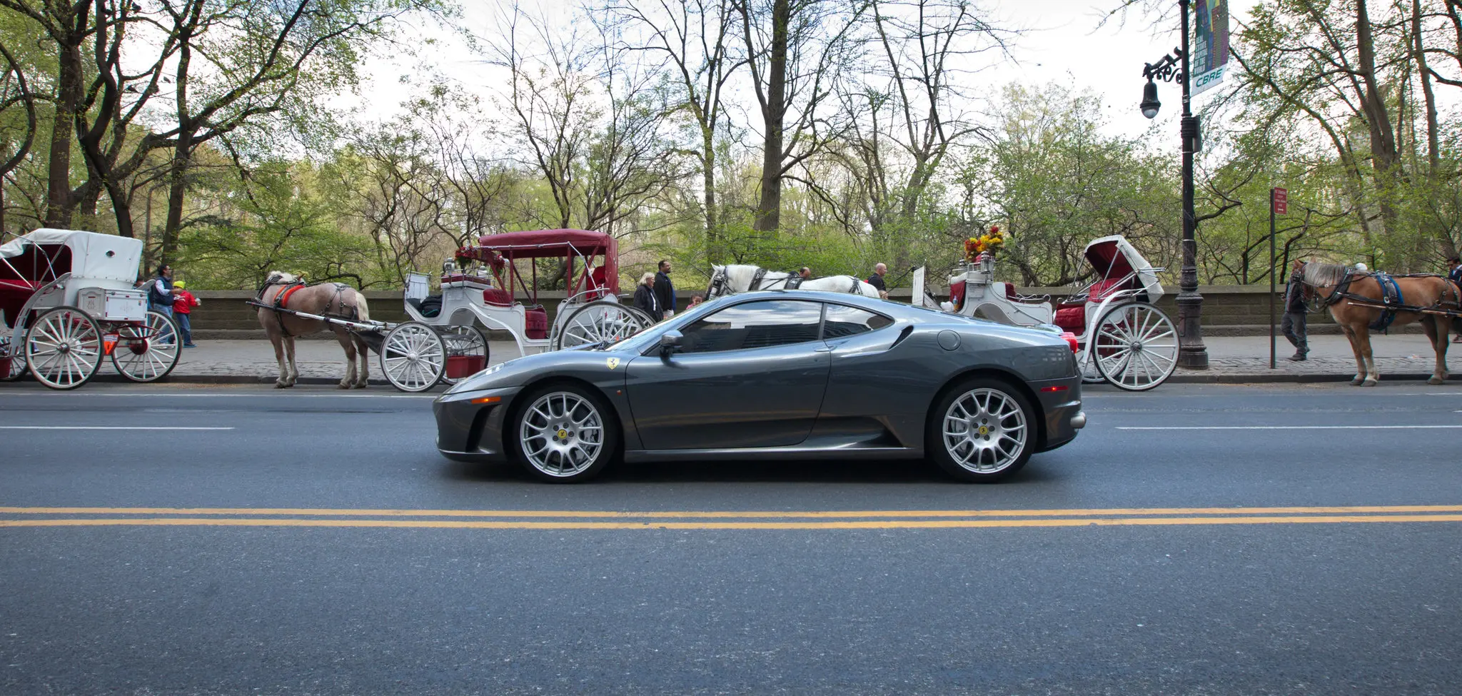 New York City street with cars and urban landscape
